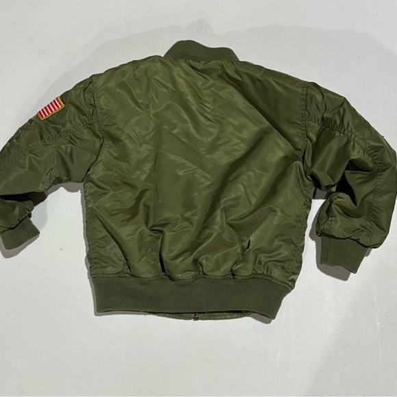 Vintage Aviator Kids Bomber Jacket, Alpha Green, Size Small - Picture 6 of 6